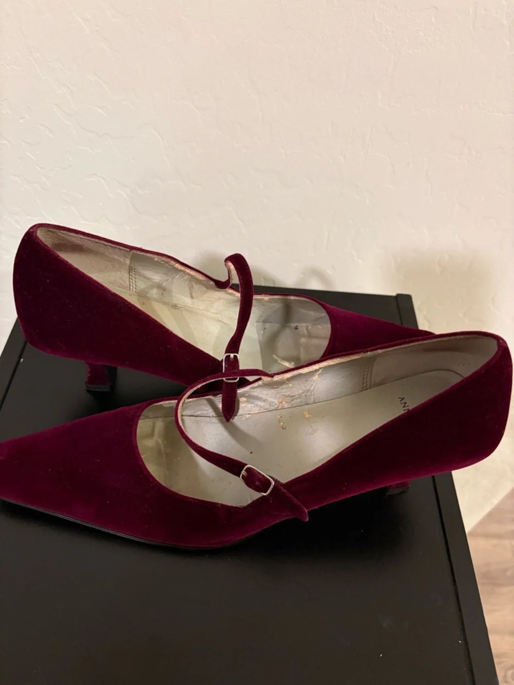 Anne Klein Wine Velvet Mary Jane Heels - Picture 5 of 7